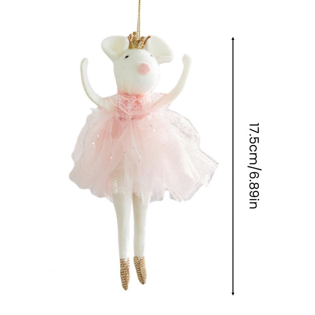 Ballet Mouse Doll Christmas Ornament Plush Ballet Dancer Hanging Pendant for Xmas Tree Holiday Party Decor
