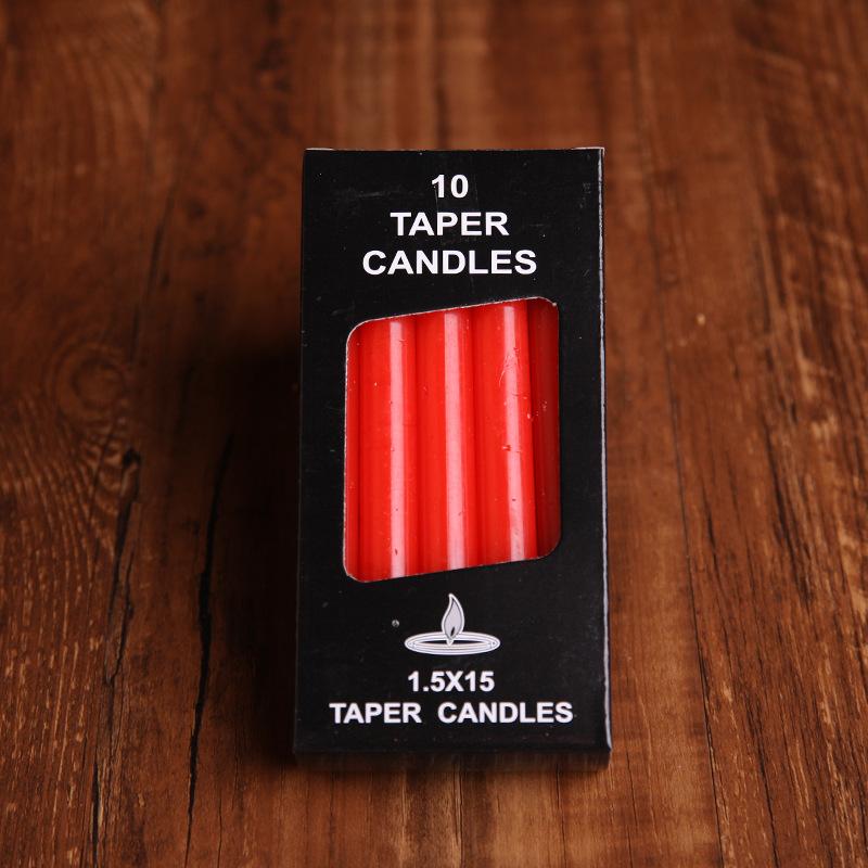 Home Lighting Candles Everyday Standard Candles Smoke-Free Romantic Wedding Candles Long-Stem Emergency Candles 1.5×15cm red candle