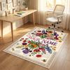 Floral Artwork Theme Soft Crystal Velvet Rug Custom Name & Text Print Non Slip Floor Rug for Bedroom Living Room