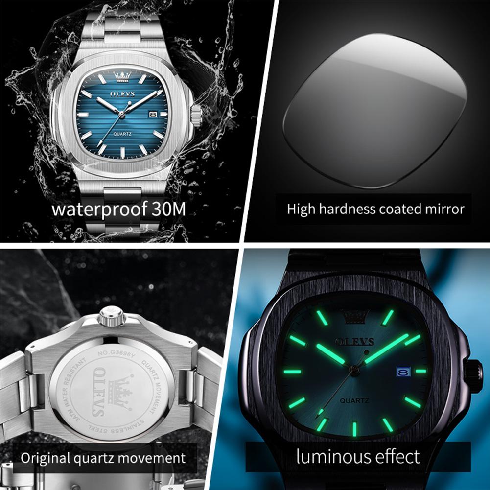 Classic Fashion Quartz Man Watch Luxury Simple Stainless Steel Band Waterproof Casual Date Watches for Mens