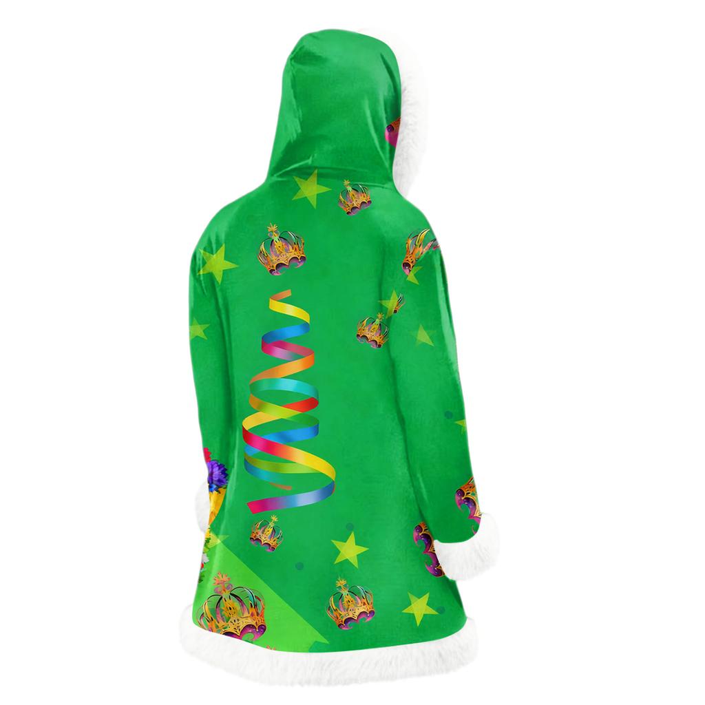 Unisex Casual And Fashionable Plush Collar Hooded Long Sleeved Carnival Print Jacket