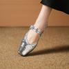 Krazing Pot Sheep Skin Summer Spring Autumn Low Heels Women Square Toe Mary Janes Shallow Pumps
