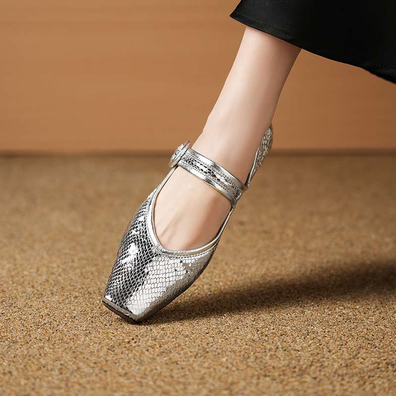 Krazing Pot Sheep Skin Summer Spring Autumn Low Heels Women Square Toe Mary Janes Shallow Pumps