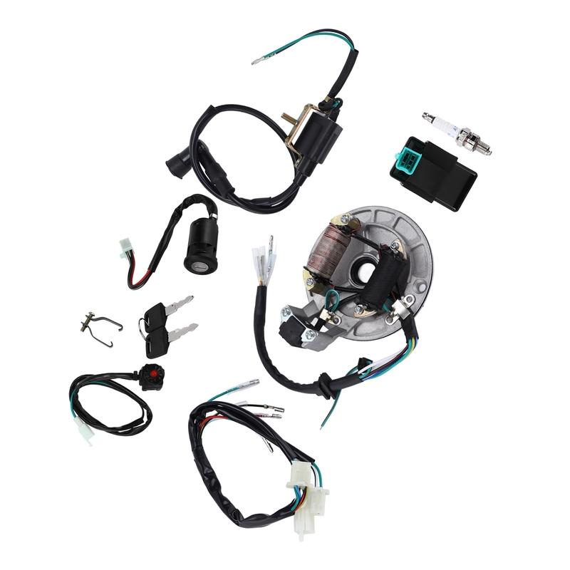 Ignition Coil CDI Spark Plug Wire Harness Magneto Stator Kit for 50cc ‑140cc Kick Start Dirt Pit Bike ATV
