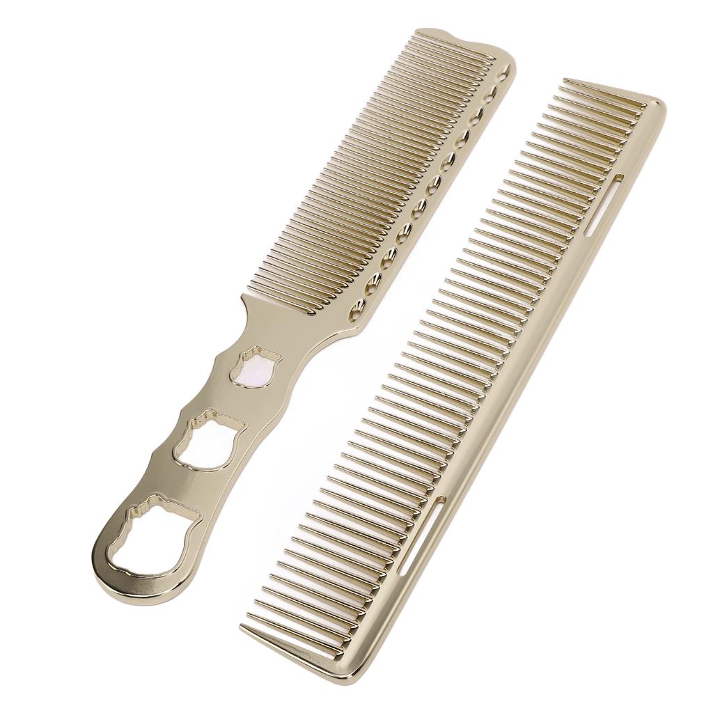 2 Stück Aluminium Haarkamm Feinzahn Hitzebeständig Haarstyling Metallkamm für Salon