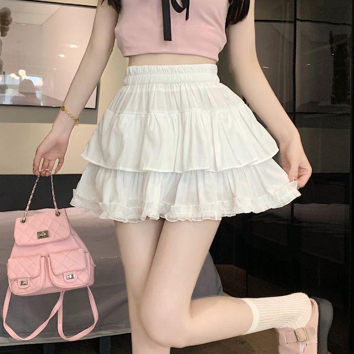 Sweet Ruffled High-Waist A-line Skirt for Women - Summer Slimming Design