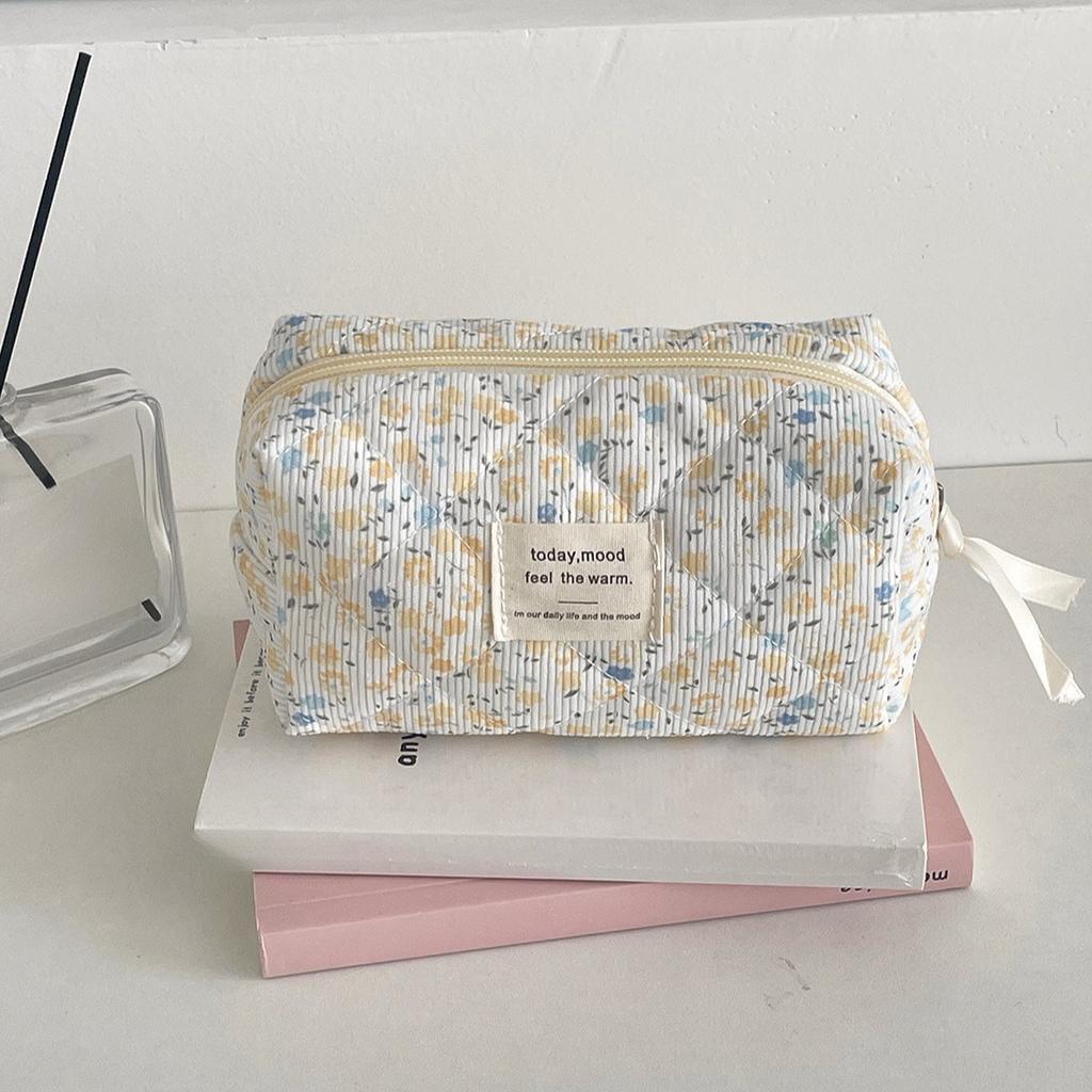 Cord-Blumen-Kosmetiktasche für Damen, große Kapazität, Kulturtasche, süß, hohe Qualität, Kosmetik-Organizer, Aufbewahrungstasche
