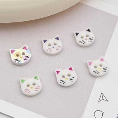 40 stuks Mini 12mm Kitty Knoppen Creatieve Schattige Lapjeskat Knoppen Hars Kleurrijke Kitten Hoofd Knoppen Vest Trui