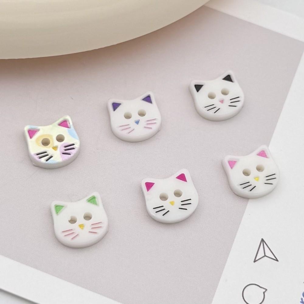40pcs Cute Kitty Buttons 12mm Kitten Head Buttons Mini Calico Cat Buttons Clothes Accessories