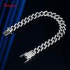 Smyoue 10mm All 5A Zircon Cuban Bracelet for Women Man 100%  Silver 925 Hip Hop Party Jewelry Couple Cuban Chain Link