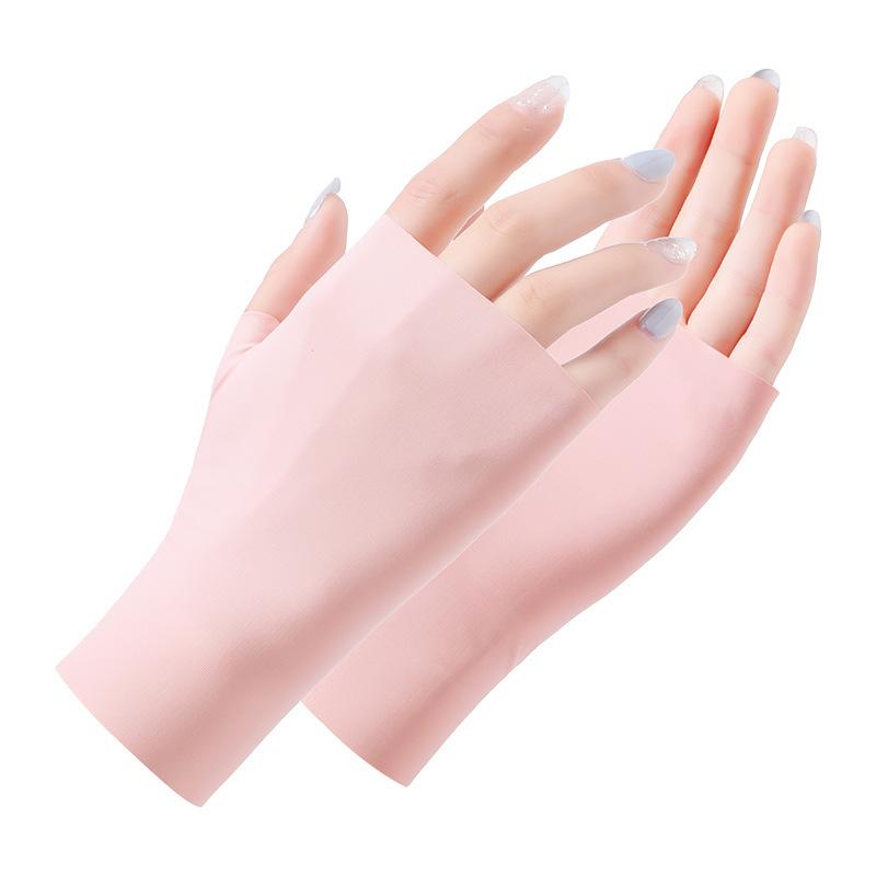 Pro Uv Protection Gloves For Nail Art Gel Nail Lamp Sunscreen Gloves Fingerless Hand Sun Care Thin Cool Ice Silk Silky Sun Glove