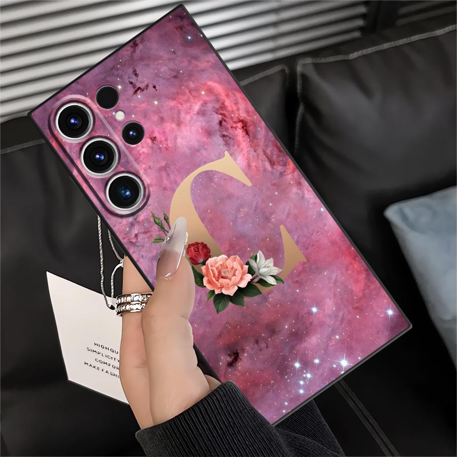 Flower Name Letter C D Case for Samsung Galaxy S26 Ultra S10 S9 Note 20 8 9 10 S25 Plus S23 S24 S21 FE S20 Ultra Funda Phone