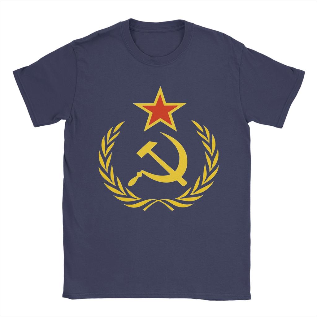 CCCP Soviet Hammer and Sickle Star Marxist TShirts for Unisex Round Collar Pure Cotton T Shirts Short Sleeve Tees Summer Tops