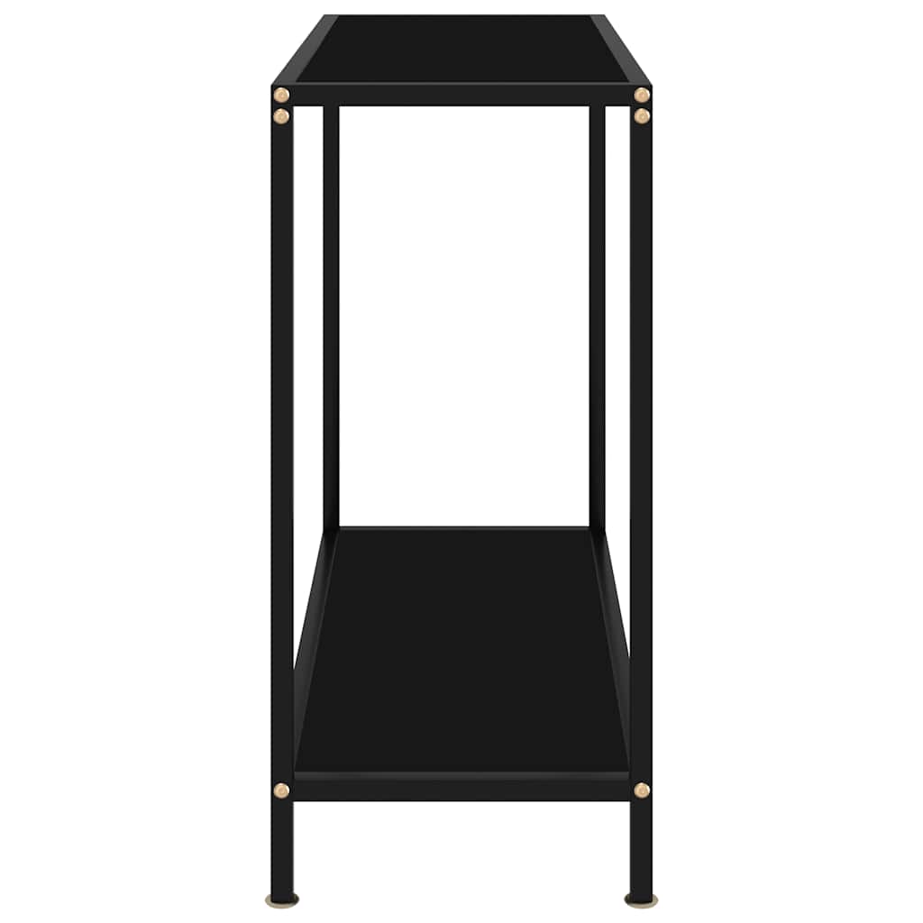 Console Table Black 80 X 35 X 75 Cm Tempered Glass