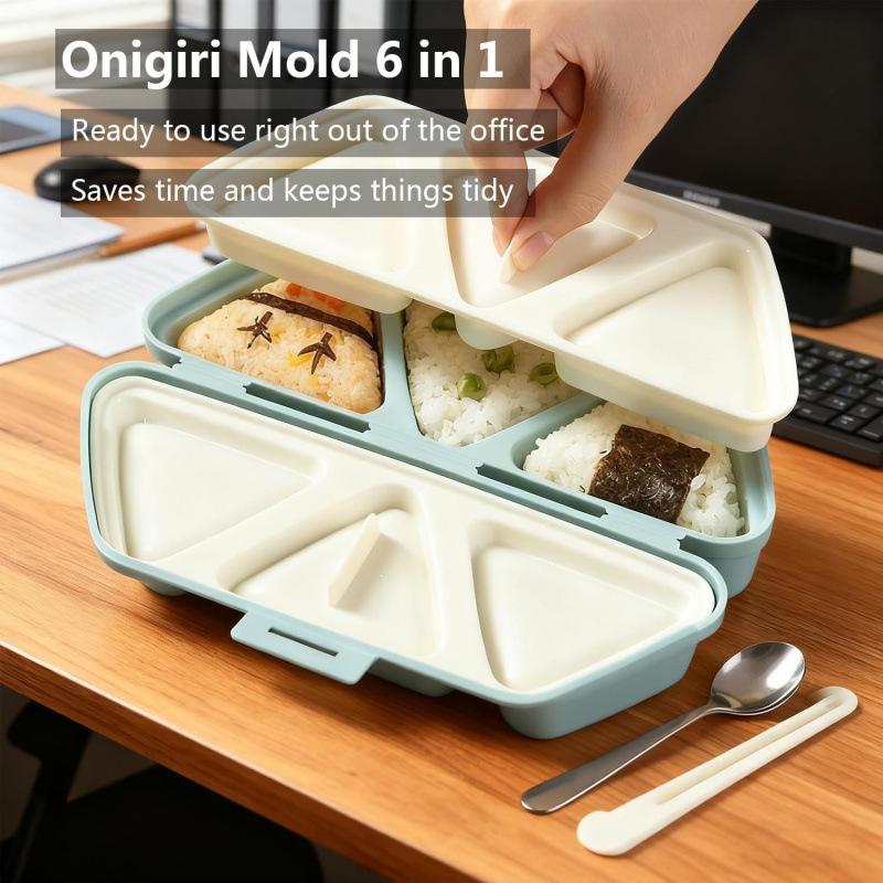 6 Grids Sushi Mould Triangle Bento Box Kitchen Party Supply Mold Tool Onigiri Rice Ball Bento Machinenori Kitchen Accessories