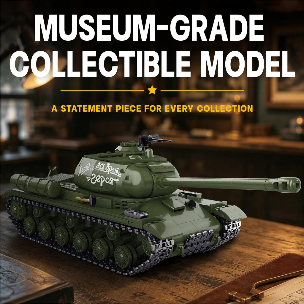Soviet IS-2 Heavy Tank Building Blocks Set, 1485 PCS Military Armored Vehicle Model Kit, Collectible Military Bricks Toy Gift Fo