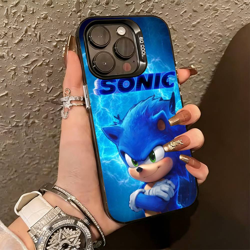 S-Sonic & K-Knuckles Phone Case For iPhone 17,16,15,14,13,12,11 Plus,Pro Max,XS,Colorful Silver Black Cover