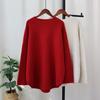 Thickened solid color medium and long knitted sweater top women's autumn and winter new loose soft waxy lazy wind sweater pullover