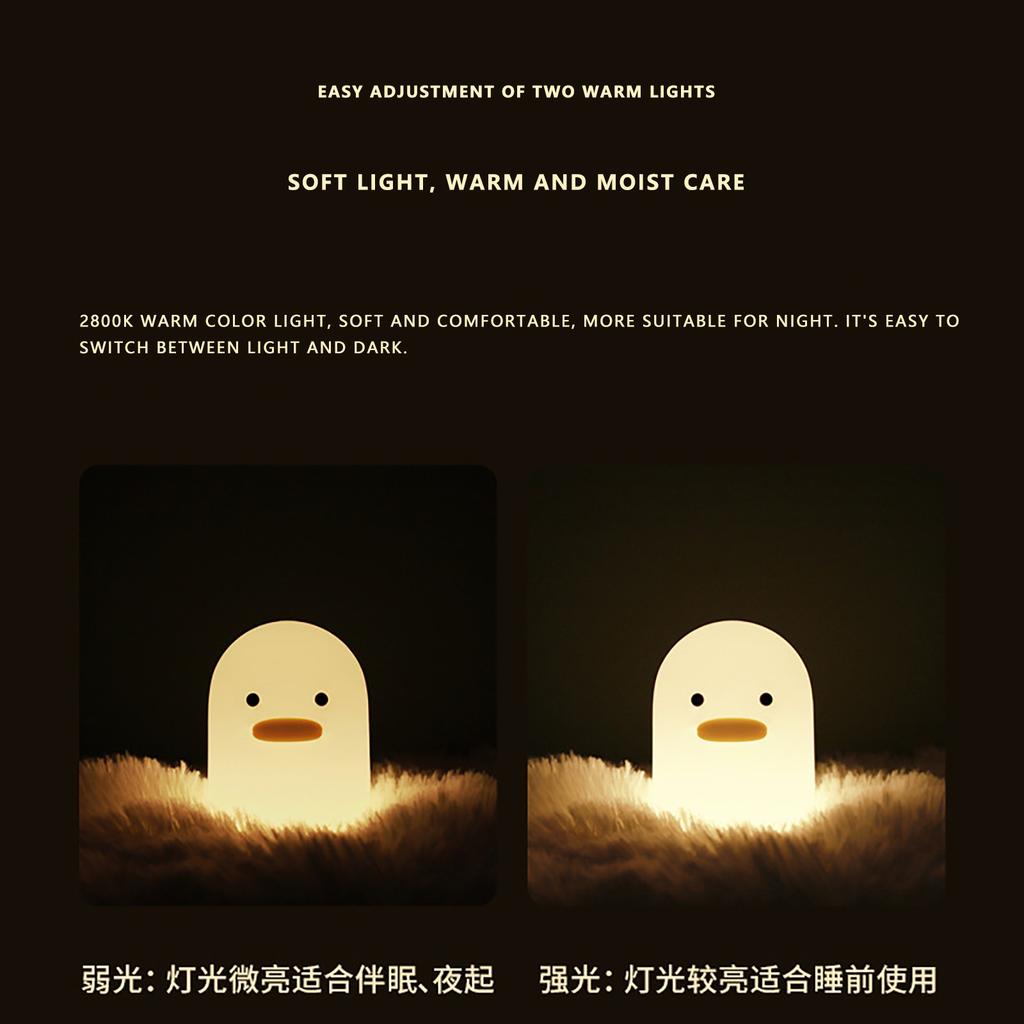 Silicone Duck Night Light USB Rechargeable Soft Touch Table Lamp with Timer and Tap Control Suitable for Bedroom Nursery and Kids Room
