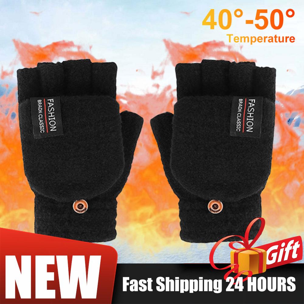 Double-Sided Heating Gloves Washable Rechargable USB Electric Heated Gloves Touchscreen Fingerless Hand Warmer Glove For Outdoor