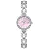 Olevs Womens Watch Waterproof Quartz Analog Female Silver Metal Band Popular Pearl Bracelet Small Size White Mother Pink Dial