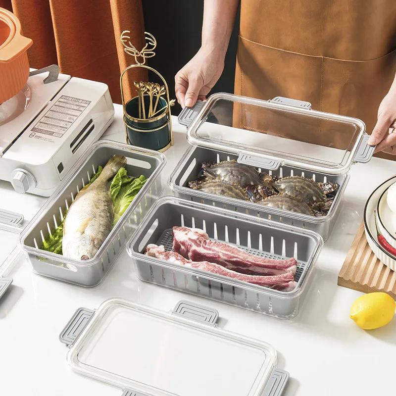 Kühlschrank-Aufbewahrungsbox, Abfluss, Gemüsefach, Gefrierschrank, spezielle Tiefkühlkostbox, rechteckige Obst- und Gemüsebox, Küchen-Organizer