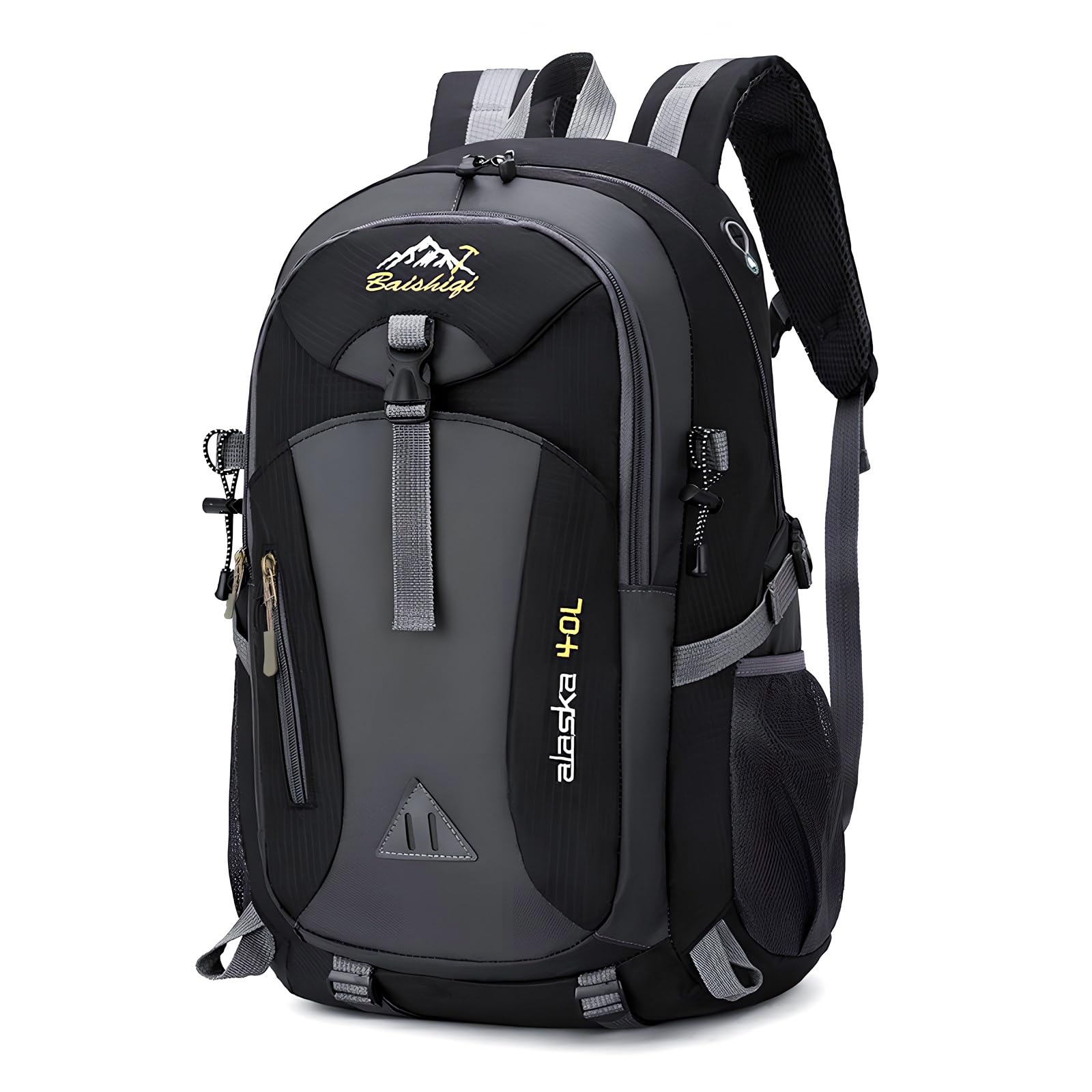 [Hnonoxy] Hiking Backpack, 40L Large Capacity, Waterproof, Multifunctional, Unisex (Black)