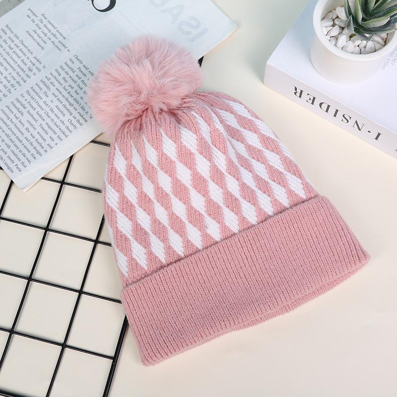 Winter Hat Children's Knitted Hat Thick and Warm Fashionable Woolen Plaid Hat
