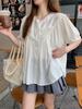 Women's Trendy White Puff Sleeve Lace Collar Casual Summer Top