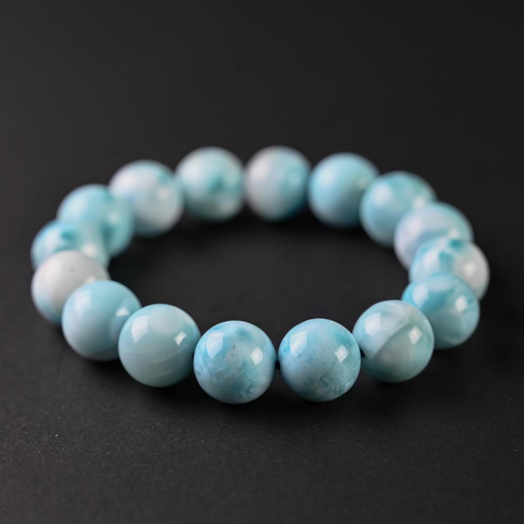 Eigado Larimar 13mm Diametru Interior Vindecare Putere Naturală Una dintre Cele Mai Mari Trei Pietre de Vindecare Brățară, Mărgele, 52.7g, 17cm, Piatră, Piatră, Piatră,