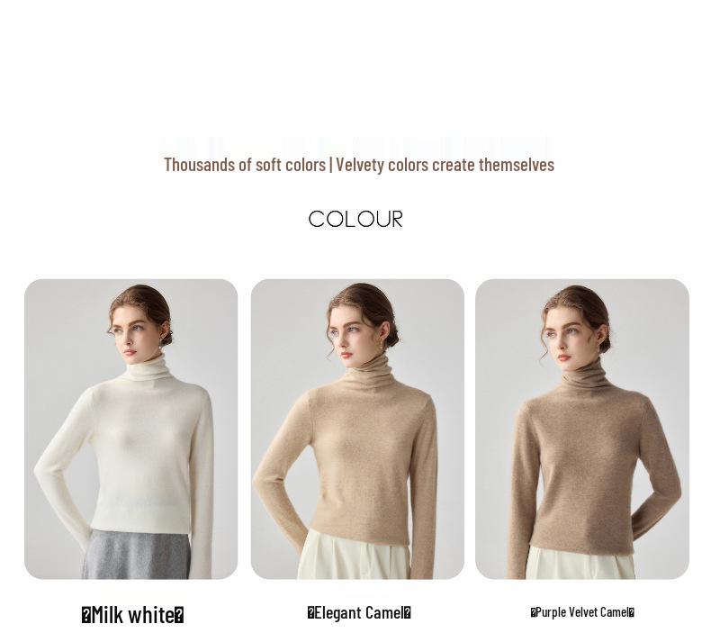 Women's Cashmere High-Neck Loose Pullover Knit Sweater
