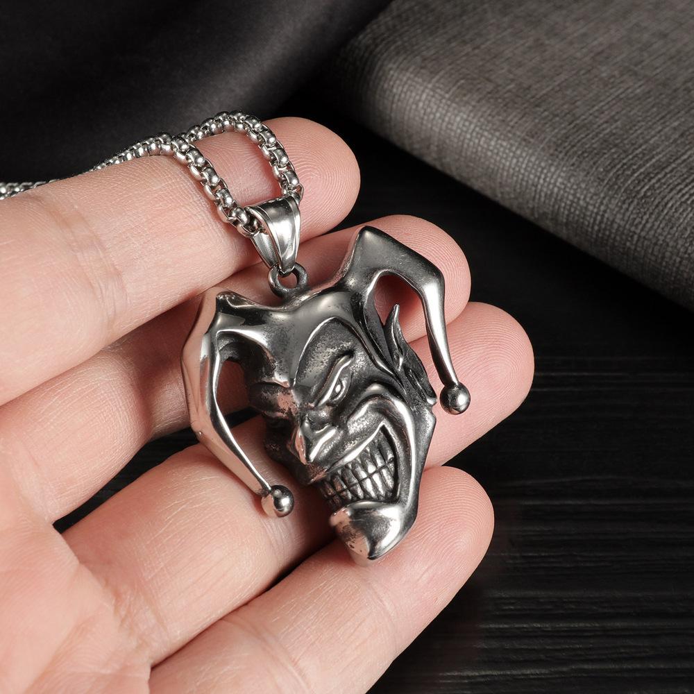 Clown Smiley Face Pendant Retro Men'S Necklace