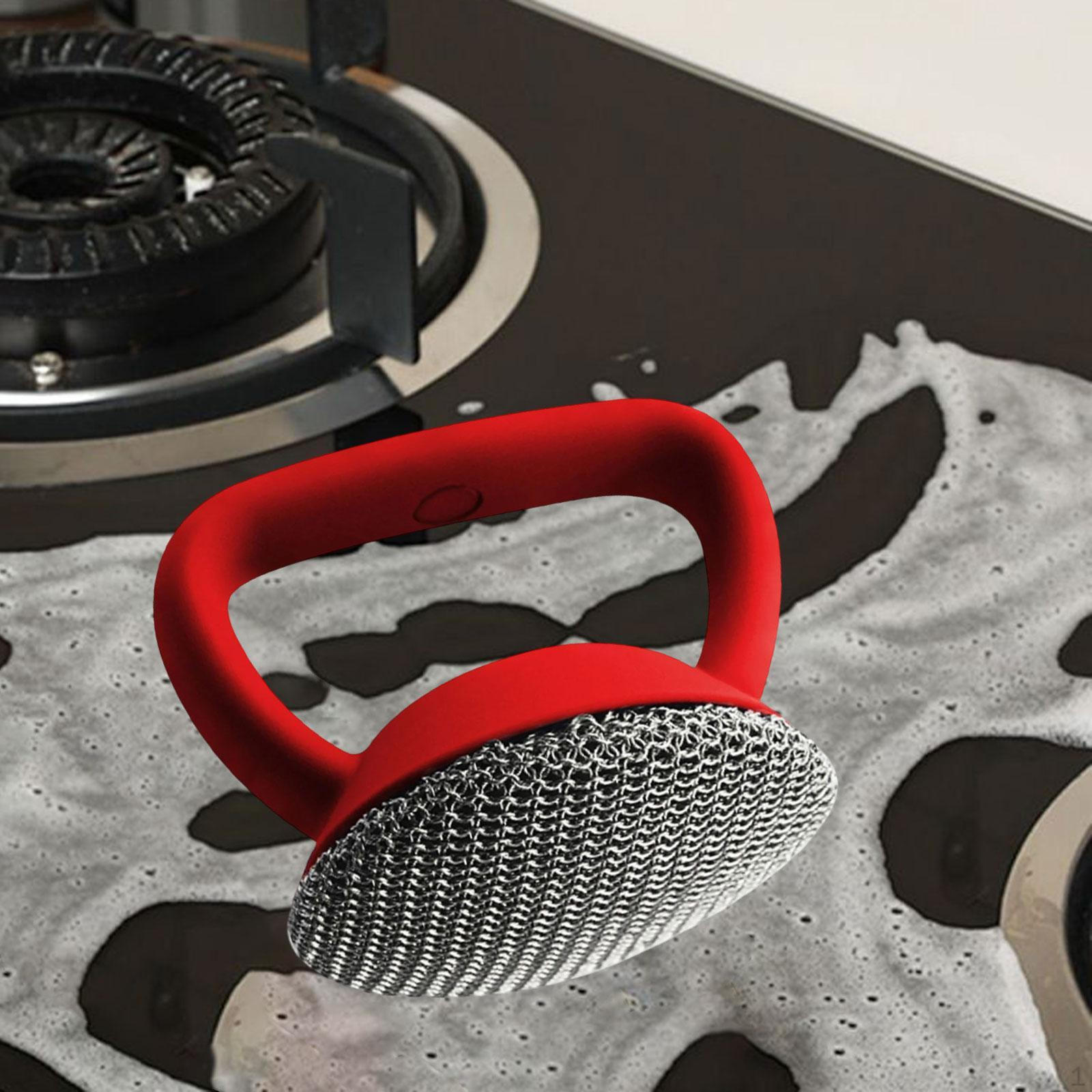 

Прочная кухонная скребок из нержавеющей стали для посуды и грилей красный