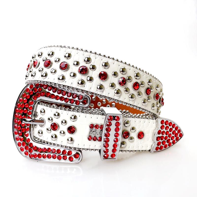 Punk Rock Rhinestone Western Belts Fashion Luxury Studded Belts Strap Diamond Bling Belts Cowgirl Cowboy Belt for Goth Jeans