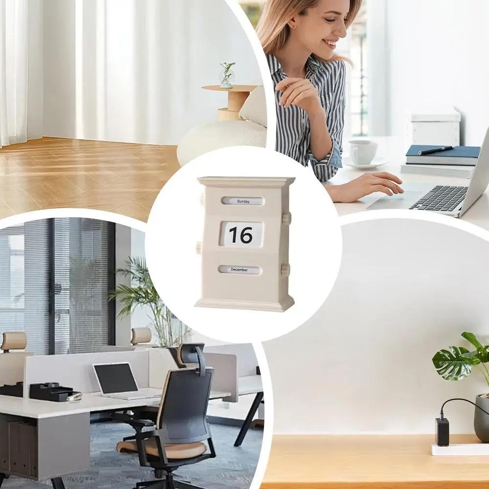 Rotation Retro Calendar Blocks Vintage Block Calendar Durable Perpetual Desk Calendar  Study