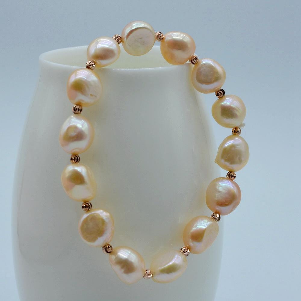 Damen Armband Natur Orange Perle Barock Stil Modeschmuck