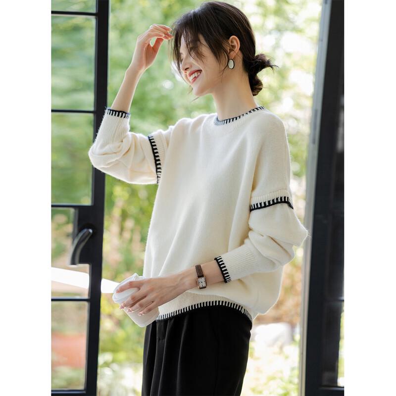 Mokana Women's Color-Block Round Neck Knit Sweater
