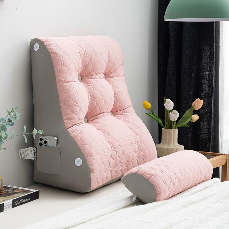 

Cooling Silk Headboard Backrest Protection Waist and Neck Soft Ventilate Comfortable Removable and Washable New Large Backrest 45x55cm розовый