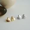 Runroa Heart Shape Overfit Earrings Glossy Women