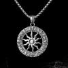Titanium Steel Retro Sunflower Necklace Personalized Hip Hop Wind and Fire Wheel Pendant
