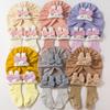 New children's hat set, cute solid color bunny baby stockings, soft hat sock cover