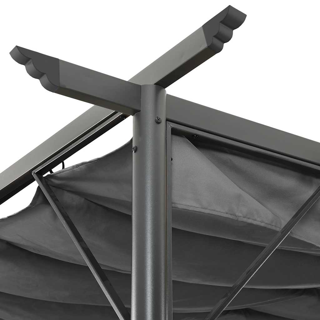 Pergola with Retractable Roof Anthracite Grey 3x3 M Steel Frame 180 G M²