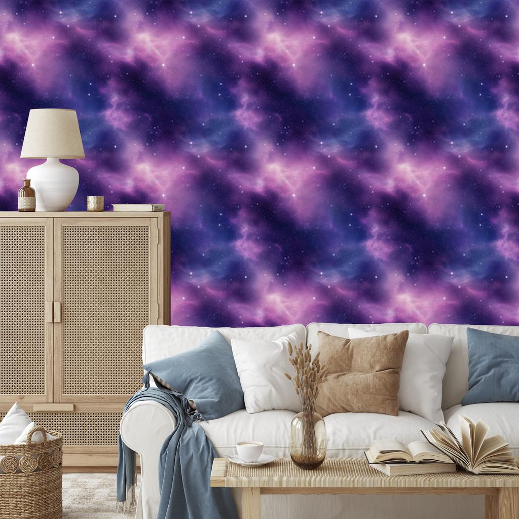 Watercolor Galaxy Wallpaper Violet and Indigo for Living Room and Bedroom 50x1000