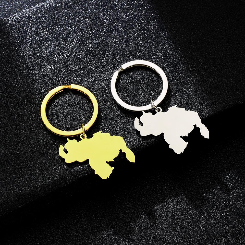 Popular Smooth Venezuela Pendant Keychain for Men & Women - Ethnic Style Stainless Steel Accessory