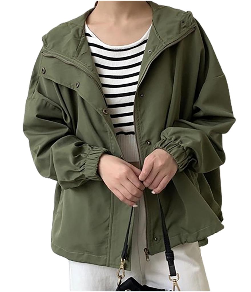 Mountain Short Large With Military Dark Open For Going Short Khaki [Meluse] Parka, Women's, Spring, Jacket, Outerwear, Coat, Spring/Autumn, Large,