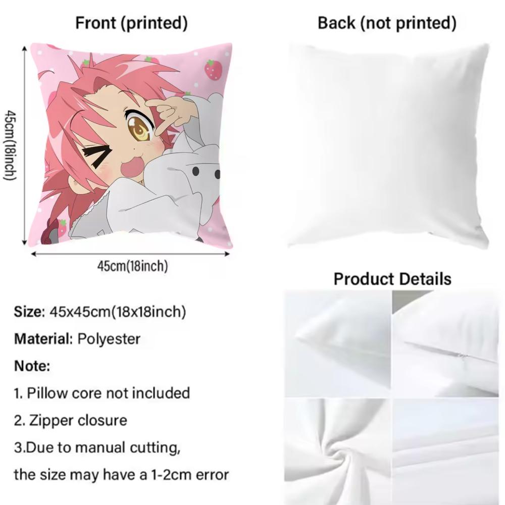 Classic Anime Lucky Star Cushion Cover Soft & Easy-Wash Pillow Case – Versatile For Couch, Bed, Travel And Office