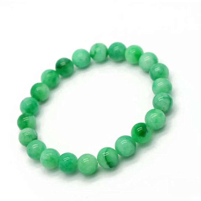 Unisex Green Jade Beaded Bracelet - European & American Style 18.5-19CM
