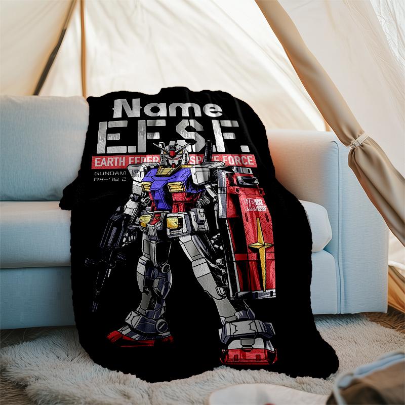 Personalized Custom Name Blanket - Mobile Suit Gundam Print Design,Blanket for Sofa,Bed,Travel,Camping - Soft and Warm, Great Gift