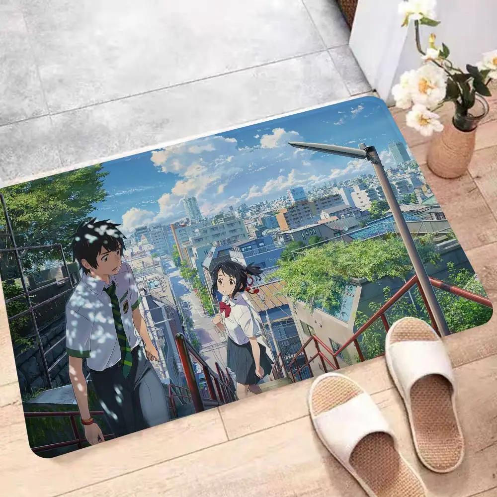 Anime Your Name Floor Mat Rectangle Anti-slip Home Soft Badmat Front Door Indoor Outdoor Mat Welcome Doormat