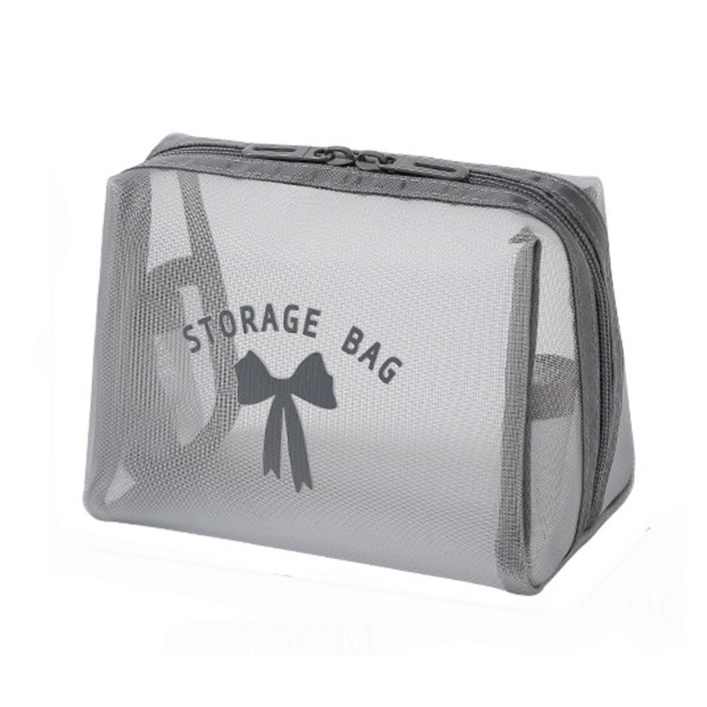 New Mesh Cosmetic Bag Translucent Large Capacity Travel Storage Bag Zipper Lightweight Toiletry Bag